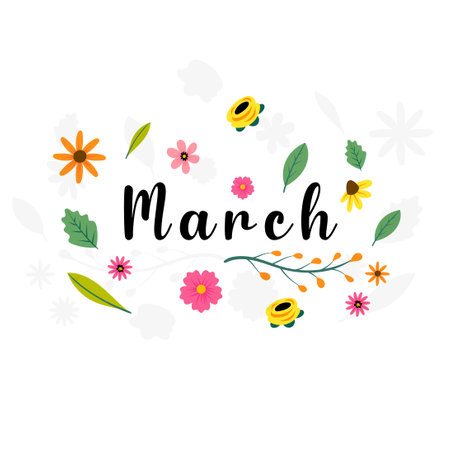 hello march vector background illustration. it is suitable for card, banner, or posterのイラスト素材