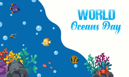world oceans day vector illustration. it is suitable for card, banner, or posterのイラスト素材