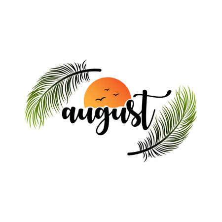 hello august vector background. it is suitable for card, banner, or posterのイラスト素材