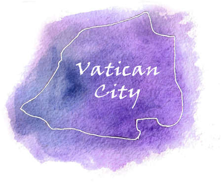 Vatican City vector watercolor map illustration setのイラスト素材