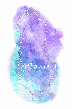 Albania vector watercolor map illustration set worldのイラスト素材