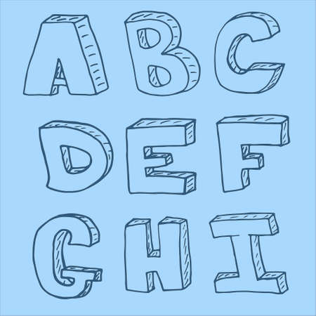 English alphabet - hand drawn vector illustrationのイラスト素材