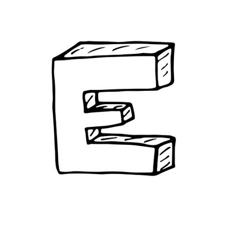 English alphabet - hand drawn letter Eのイラスト素材