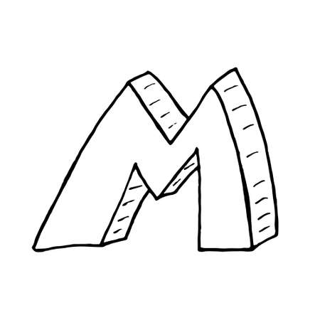 English alphabet - hand drawn letter Mのイラスト素材