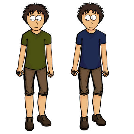 Boy in shorts illustration design, drawing, emotionのイラスト素材