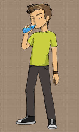 Boy drinking illustration eps, example, exercise, explanationのイラスト素材