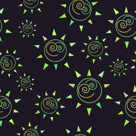 Cartoon sun seamless pattern illustration circle symbolのイラスト素材