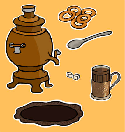 Russian tea ceremony illustration set tasteのイラスト素材