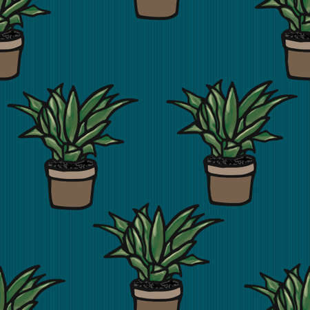 Flower in a pot seamless pattern illustrationのイラスト素材