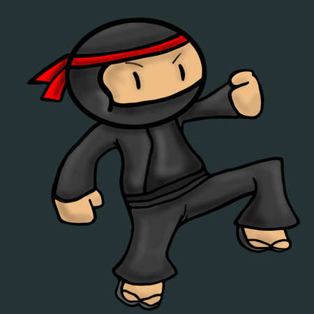 Ninja asia cartoon danger character illustrationのイラスト素材