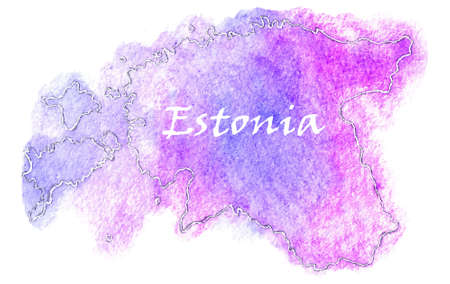 Estonia vector watercolor map illustration set worldのイラスト素材