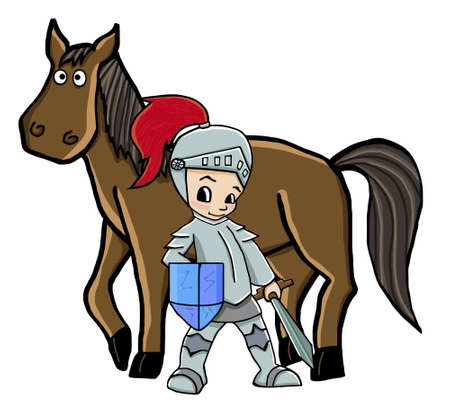 horse and knight illustration cartoon animalのイラスト素材