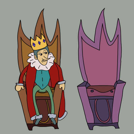 King on throne illustration story, symbolのイラスト素材