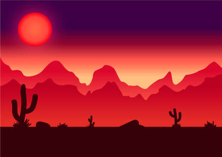 Desert parallax background illustration for gameのイラスト素材