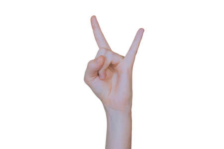 Rock-n-roll sign ,Young woman hand isolated gesture