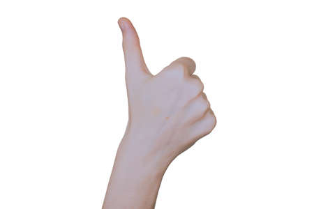 Woman holding up hand showing the thums up or I Like sign