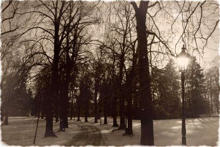 Alley path in the old photoの写真素材