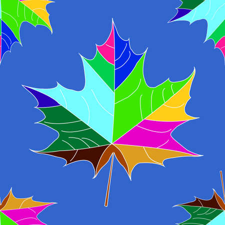 A pattern with maple leaf on a blue background.のイラスト素材