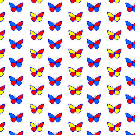 A seamless pattern with butterflies on an white background.のイラスト素材