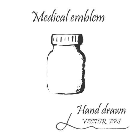 The medical jar icon. The emblem, which is drawn with a pencilのイラスト素材