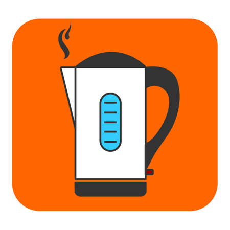 The electric kettle icon. This illustration shows a flat color icon for web applications.のイラスト素材
