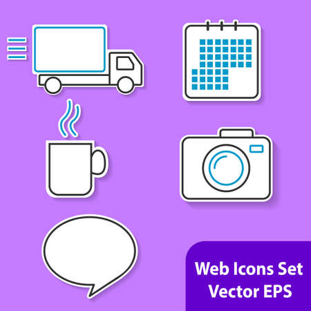 The set of outline icons with white background for web. This is a set of symbols in vector format.のイラスト素材