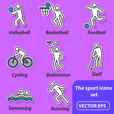 Summer sports, icons. This is a set of vector flat icons for sites.のイラスト素材