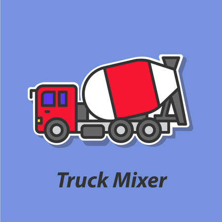 Truck mixer color flat icon.のイラスト素材