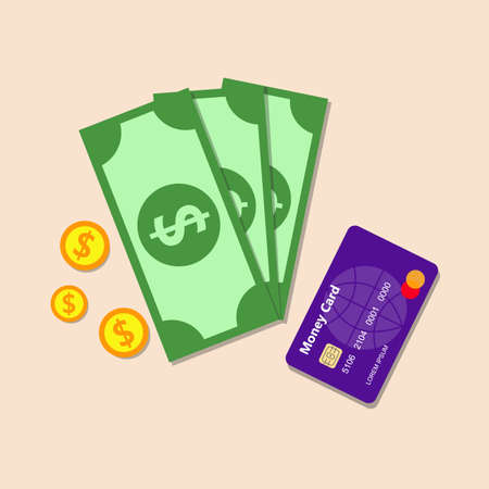 Money with the bank card, color flat icon.のイラスト素材