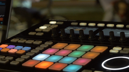 Sound music mixer control panel. Recording Studio. music concept, Shallow depth of fieldの写真素材