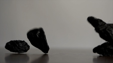 Prunes falls on oak table in p