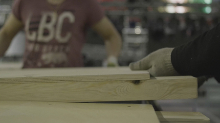 Men collect wood construction. Men workers build a Boxing ring to fight. Training Boxing ring to the view that everything has to be checked.の写真素材