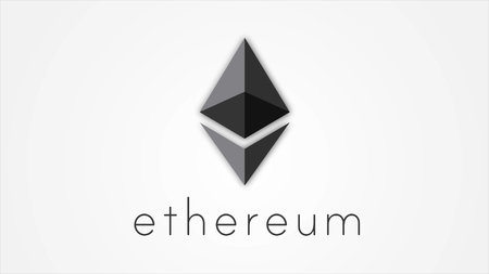Etherium cryptocurrency in digital cyberspace. Financial or social background animation. Abstract animation of ethereum currency sign rotating in digital cyberspace with binary code. Seamless loopの写真素材