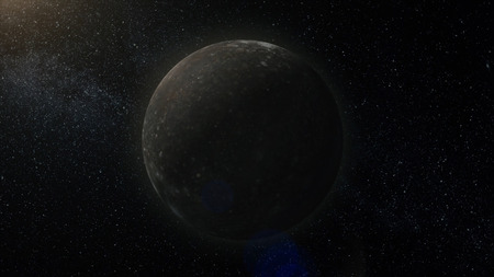 Planet in space. Solar system and space objects. Abstract scientific background - glowing planet in...