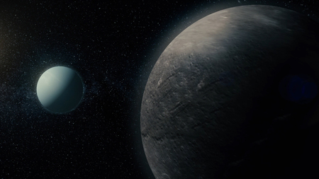 Planet in space. Solar system and space objects. Abstract scientific background - glowing planet in...