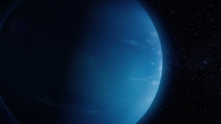 Solar System - Neptune. It is the eighth and farthest planet from the Sun in the Solar System. It is a giant planet. Neptune has 14 known satellites.の写真素材