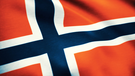 Seamless Loopable Flag of Norway. Flag of Norway waving in the wind - highly detailed fabric texture...