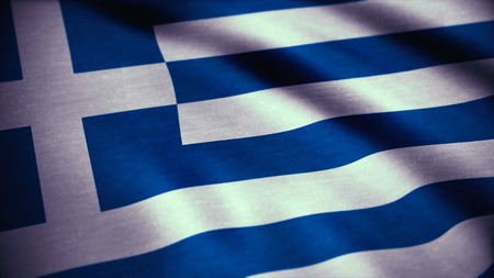 An Animation of the Flag of Greece. Flag of Greece wavingの写真素材