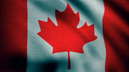 Creased canadian satin flag with visible wrinkle and seams. Realistic Canada flag