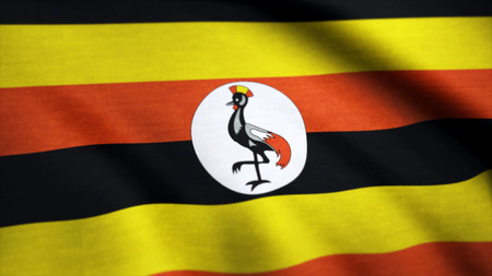 UGANDA Realistic Waving Flag Background. Background of the flag waving in the wind of Ugandaの写真素材