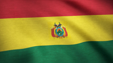 Bolivia flag waving in the wind. Background with rough textile texture. Bolivian flag waving animation. Animation loopの写真素材
