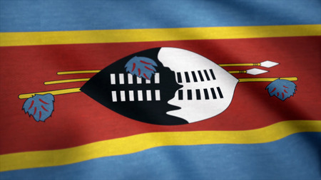 Swaziland grunge flag waving seamless loop. Swazi loopable dirty flag with highly detailed fabric texture. Flag of Swaziland with fabric texture, seamless loopの写真素材
