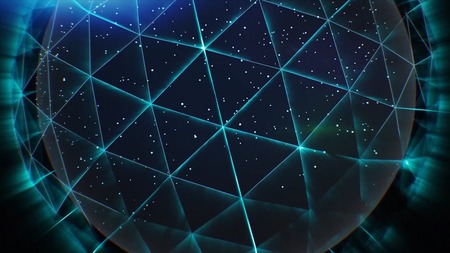 Sphere, globe and space in the form of a plexus. Abstract geometric background with moving lines, dots and triangles. Plexus fantasy abstract technology. Plexus style loop rotate sphere animation cycle. White lines on the alpha channel. Loop animations.の写真素材
