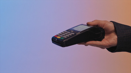 The concept of the evolution of money-first of all there was a barter, then people started using money but in the future there will be a cryptocurrency. Barter, Trade goods, cash purchase, purchase via an ATM or cryptocurrency.の写真素材