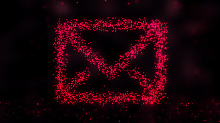 Abstract animation of the message sign. Futuristic formation of a message from points.の写真素材