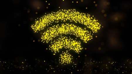 Animation icons Wi-Fi on black background. Formation of the sign of wi fi points.の写真素材