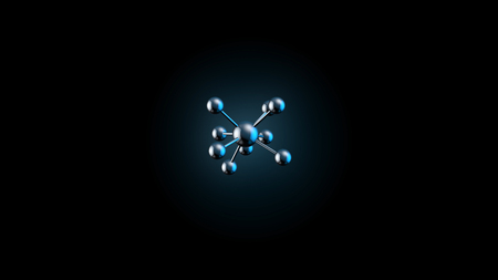 Realistic rotating model of molecule. Beautiful Molecule Structure in Microscope Growing on Black...