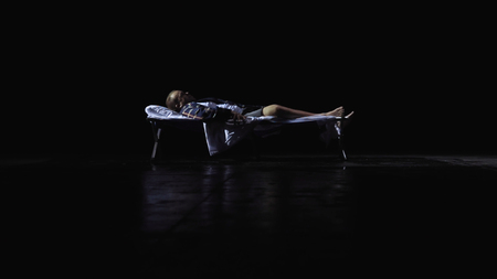 Man  sleep. Stock. Concept of insight. Motivational sleep. Man rises from the bed in confusion.