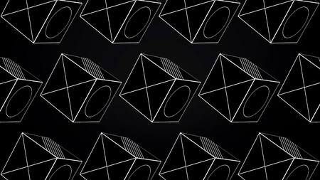 Rotating Cubes Animation - Looping. Animation rotating cubes of white lines on black background.の写真素材