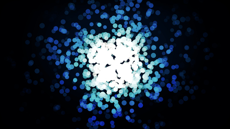 A slick modern motion graphics animation of an exploding, calmness, then imploding dot tunnel. Colorful Particles dots moving with depth of field. Glowing dots on black background version. Beautiful particles motion effectの写真素材